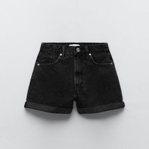 Zara Mom Fit Denim Shorts - Washed Black